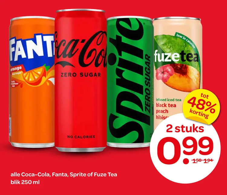 Aanbieding: Coca-Cola, Fanta, Sprite or Fuze Tea