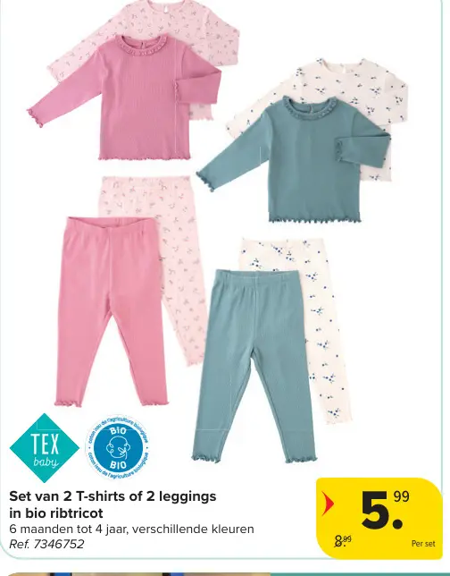 Promotie: Set van 2 T-shirts of 2 leggings