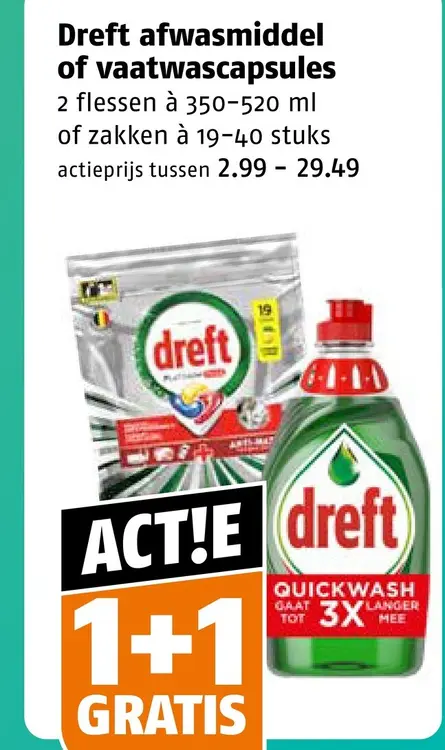 Aanbieding: Dreft afwasmiddel of vaatwascapsules