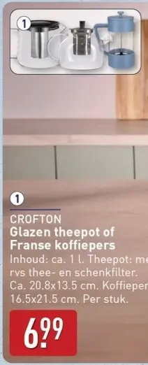 Aanbieding: Glazen theepot of Franse koffiepers