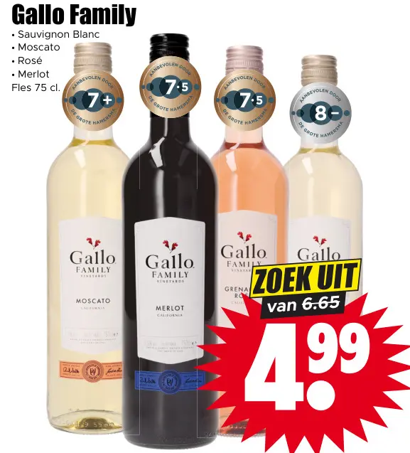 Aanbieding: Gallo Family Sauvignon Blanc, Moscato, Rosé of Merlot
