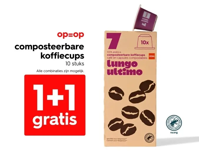 Aanbieding: composteerbare koffiecups Lungo ultimo