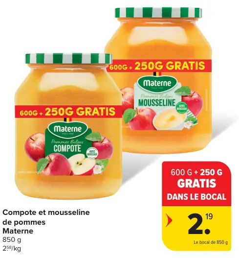 Offre: Compote et mousseline de pommes