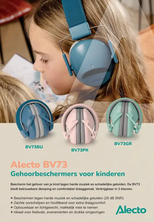 Aanbieding: Gehoorbeschermers voor kinderen: Bv73bu, bv73pk, bv73gr