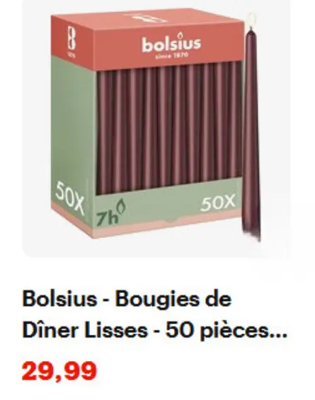 Offre: Bolsius - Bougies de Dîner Lisses
