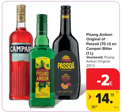 Promotie: Pisang Ambon Original of Passoã en Campari Bitter