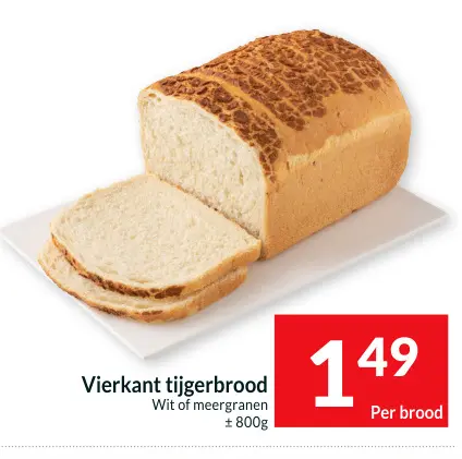 Promotie: Vierkant tijgerbrood