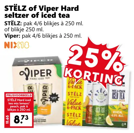 Aanbieding: STËLZ or Viper Hard seltzer or iced tea