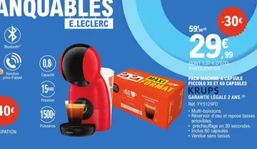 Aanbieding: PACK MACHINE A CAPSULE PICCOLO XS ET 60 CAPSU