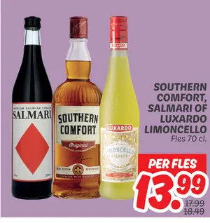 Aanbieding: Southern comfort, Salmari of Luxardo limoncel