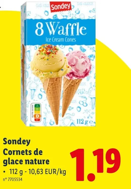 Offre: Cornets de glace nature
