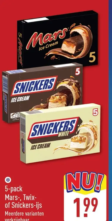 Aanbieding: Mars-, Twix- of Snickers-ijs