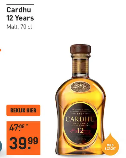 Aanbieding: Cardhu 12 Years 70CL