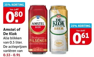 Aanbieding: Amstel of De Klok
