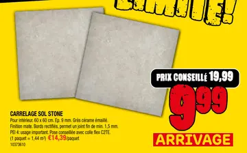 Offre: Carrelage sol stone