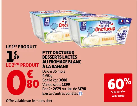 Offre: P'tit Onctueux Desserts Lactés Au Fromage Blanc
