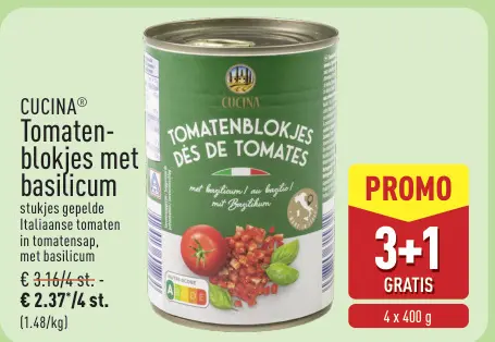 Promotie: Tomatenblokjes met basilicum