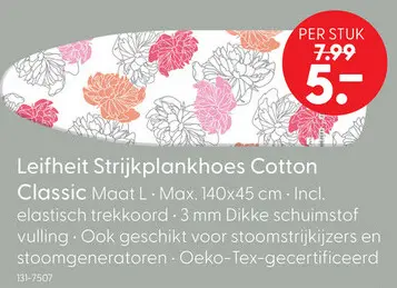 Aanbieding: Leifheit strijkplankhoes cotton classic L 140x45 cm