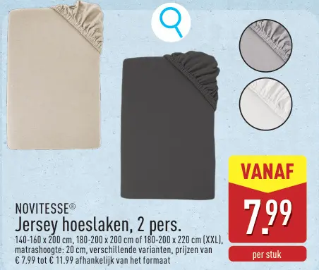 Promotie: NOVITESSE® Jersey hoeslaken, 2 pers.