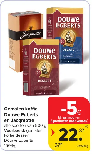 Promotie: Gemalen koffie Douwe Egberts en Jacqmotte