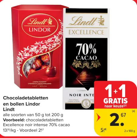 Promotie: Chocoladetabletten en bollen Lindor