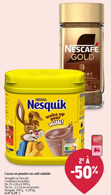 Offre: Cacao en poudre ou café soluble