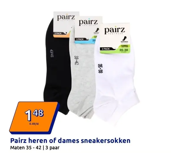 Aanbieding: Pairz heren of dames sneakersokken