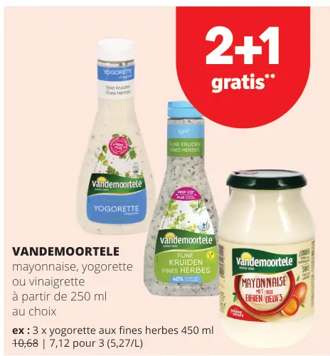 Offre: Mayonnaise, yogorette ou vinaigrette à partir