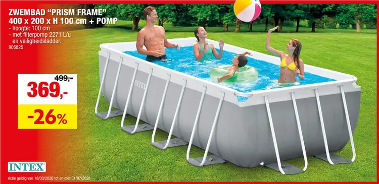 Promotie: Intex Prism Frame zwembad 400x200x100 cm + pomp