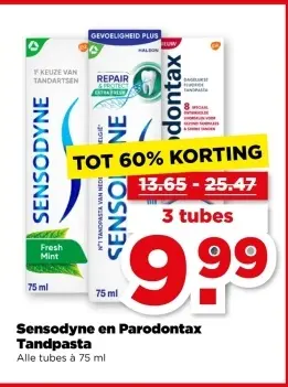 Aanbieding: Sensodyne en Parodontax Tandpasta