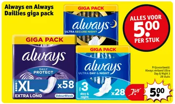 Aanbieding: Always en Always Daillies giga pack