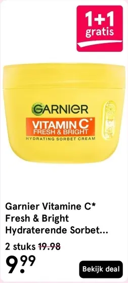 Aanbieding: Garnier Vitamine C* Fresh & Bright Hydrateren Sorbet crème