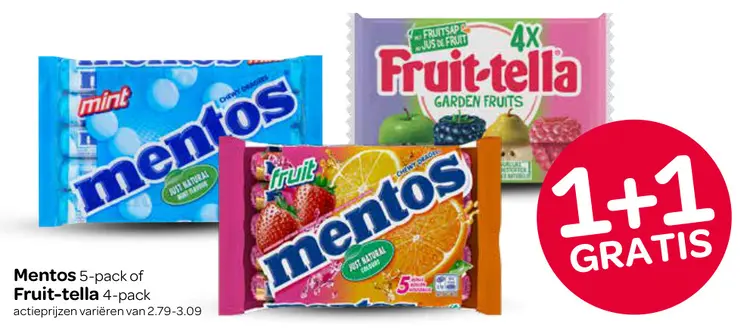 Aanbieding: Mentos or Fruit-tella