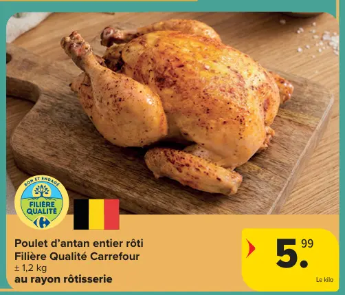 Offre: Poulet d'antan entier rôti