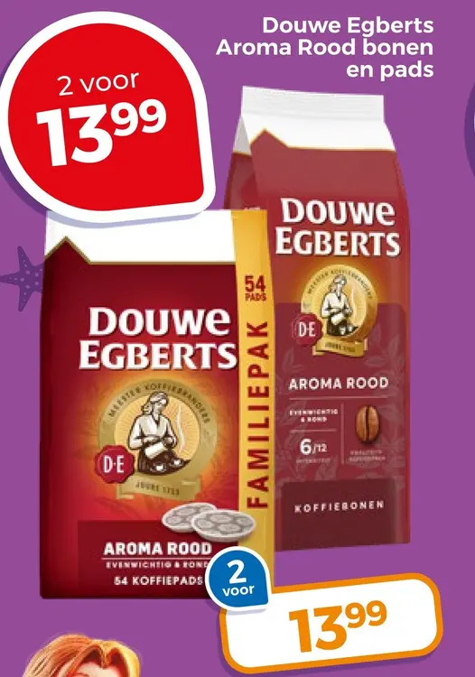 Aanbieding: Douwe Egberts Aroma Rood bonen en pads