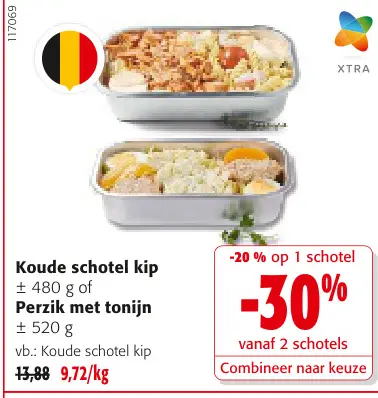 Promotie: Koude schotel kip of Perzik met tonijn