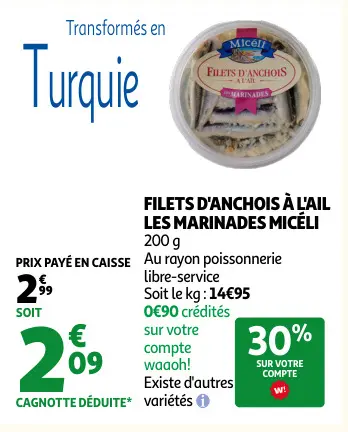 Offre: Filets d'anchois à l'ail