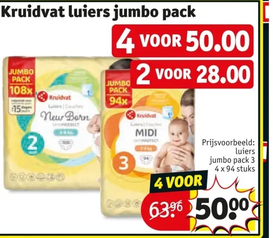Aanbieding: Kruidvat luiers jumbo pack