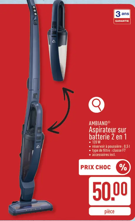 Offre: Aspirateur sur batterie 2 en 1