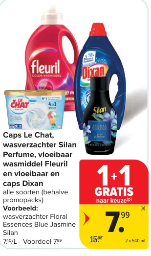 Promotie: Caps Le Chat, wasverzachter Silan Perfume, vloeibaar en Capas 