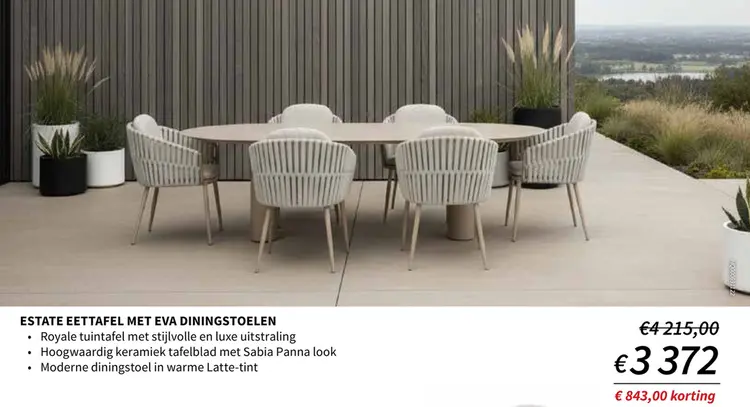 Promotie: Estate eettafel met EVA diningstoelen