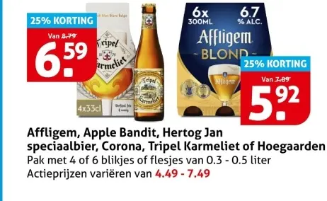 Aanbieding: Tripel Karmeliet / Affligem Blond
