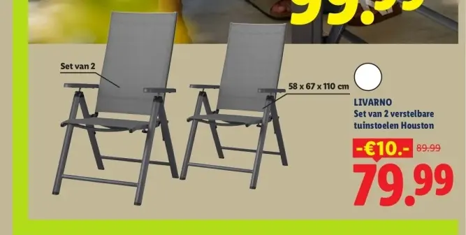 Aanbieding: Set van 2 verstelbare tuinstoelen Houston