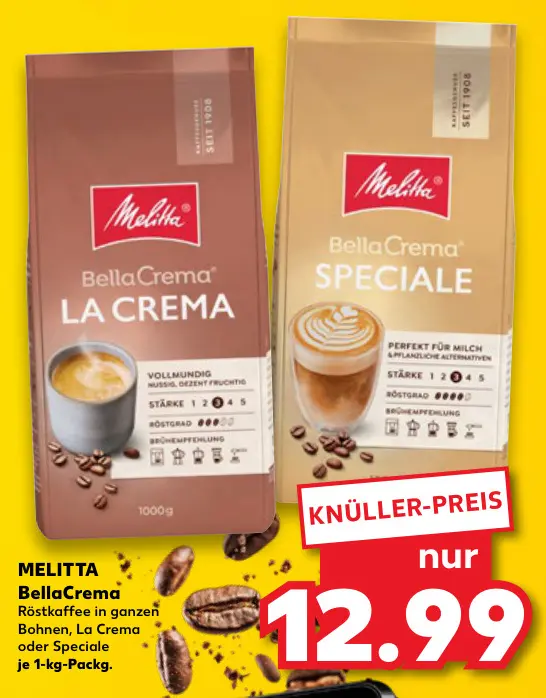 Aanbieding: BellaCrema Röstkaffee in ganzen Bohnen, La Cr