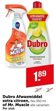 Aanbieding: Dubro Afwasmiddel extra citroen of Mr. Muscle