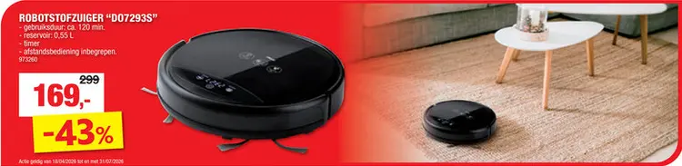 Promotie: DOMO DO7293S robotstofzuiger 0,55l