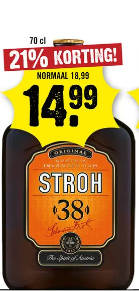 Aanbieding: Stroh Rum 38% 70 cl