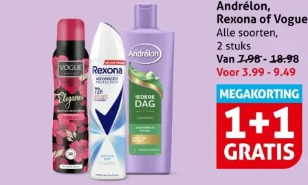 Aanbieding: Andrélon, Rexona of Vogue