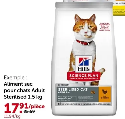 Offre: Aliment sec pour chats Adult Sterilised 1,5 kg