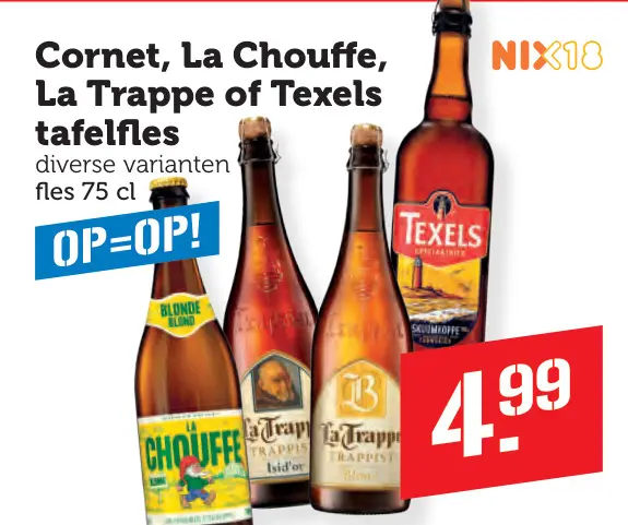 Aanbieding: Cornet, La Chouffe, La Trappe of Texels tafelfles